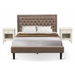 Pemberly Row 3-Piece Queen Bed Set with Linen Fabric in Dark Khaki