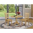 Pemberly Row 3-Piece Round Dining Table Set in Oak Made of Solid Wood