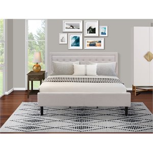 Pemberly Row 2-Piece King Platform Bedroom Set in Mist Beige Fabric