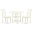 Pemberly Row Sudbury 3-Piece Dining Set with Cushion Seat in Linen White