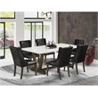 Pemberly Row V-Style 7-Piece Wood Dining Set in Jacobean and Black
