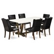 Pemberly Row V-Style 7-Piece Wood Dining Set in Jacobean and Black
