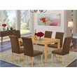 Pemberly Row 7-Piece Oak Dining Set with Rectangular Table and Parson Chairs