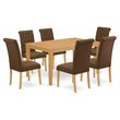 Pemberly Row 7-Piece Oak Dining Set with Rectangular Table and Parson Chairs