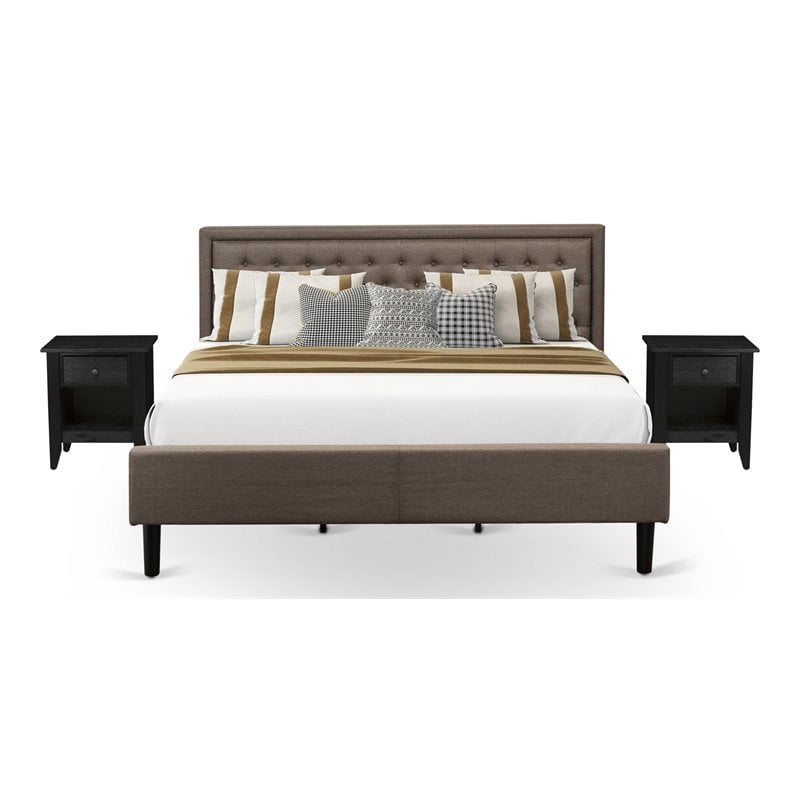 Pemberly Row 3-Piece King Bedroom Set in Brown/Brushed Black with Modern Design