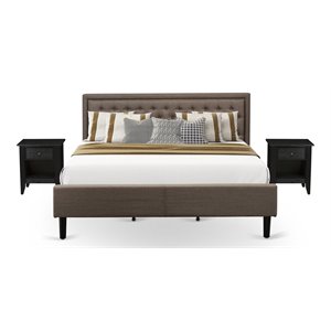 Pemberly Row 3-Piece King Bedroom Set in Brown/Brushed Black with Modern Design