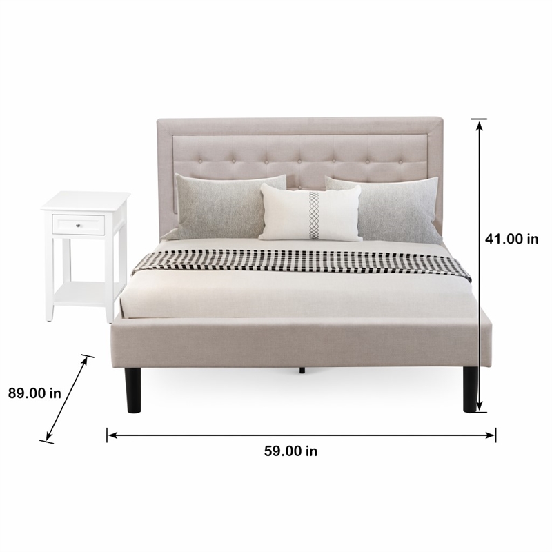 Pemberly Row 2-Piece Wood Fannin Queen Bedroom Set in Mist Beige