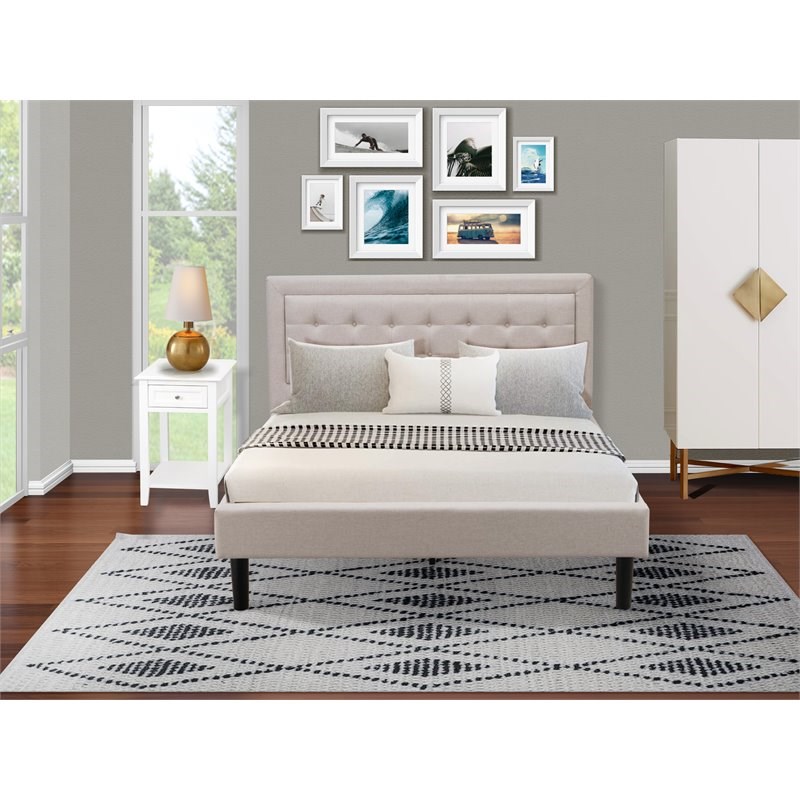 Pemberly Row 2-Piece Wood Fannin Queen Bedroom Set in Mist Beige
