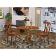 Pemberly Row Dublin Wood Dining Set with Drop Leaf Pedestal in Brown