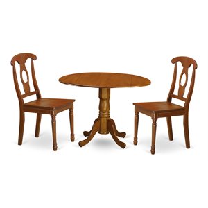 Pemberly Row Dublin Wood Dining Set with Drop Leaf Pedestal in Brown