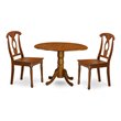 Pemberly Row Dublin Wood Dining Set with Drop Leaf Pedestal in Brown