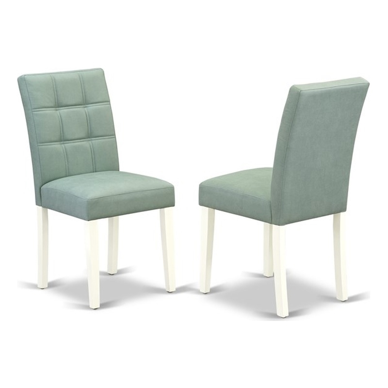 Pemberly Row Faux Leather Parson Dining Chair in Willow Green (Set of 2)