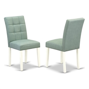 Pemberly Row Faux Leather Parson Dining Chair in Willow Green (Set of 2)