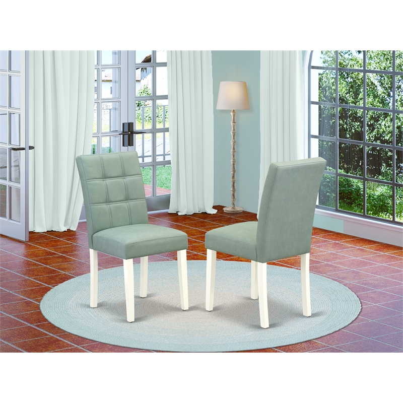 Pemberly Row Faux Leather Parson Dining Chair in Willow Green (Set of 2)