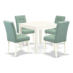 Pemberly Row 5-Piece Square Dinette Set in Linen White/Willow Green