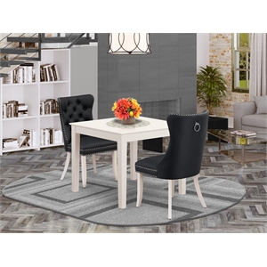 Pemberly Row 3-Piece Dinette Set with Faux Leather Chairs in Linen White