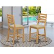 Pemberly Row Cafe Fabric Counter Height Stools in Oak Finish (Set of 2)