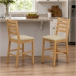 Pemberly Row Cafe Fabric Counter Height Stools in Oak Finish (Set of 2)