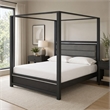 Pemberly Row Wood Queen Bed with LED Headboard in Brush Gray