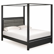Pemberly Row Wood Queen Bed with LED Headboard in Brush Gray