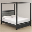 Pemberly Row Wood Queen Bed with LED Headboard in Brush Gray