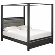 Pemberly Row Wood Queen Bed with LED Headboard in Brush Gray