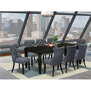 Pemberly Row 9-Piece Dining Set with Black Table and Platinum Gray Chairs
