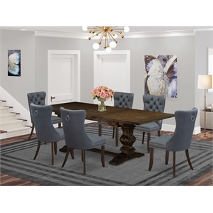 Pemberly Row 7-Piece Kitchen Dining Table Set in Distressed Jacobean