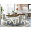 Pemberly Row 7-Piece Wood Dinette Set in Linen White and Shitake Finish