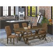 Pemberly Row 6-Piece Wood Dinette Table Set in Distressed Jacobean Brown Finish