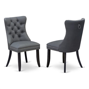 Pemberly Row Faux Leather Parson Dining Chair in Platinum Gray (Set of 2)