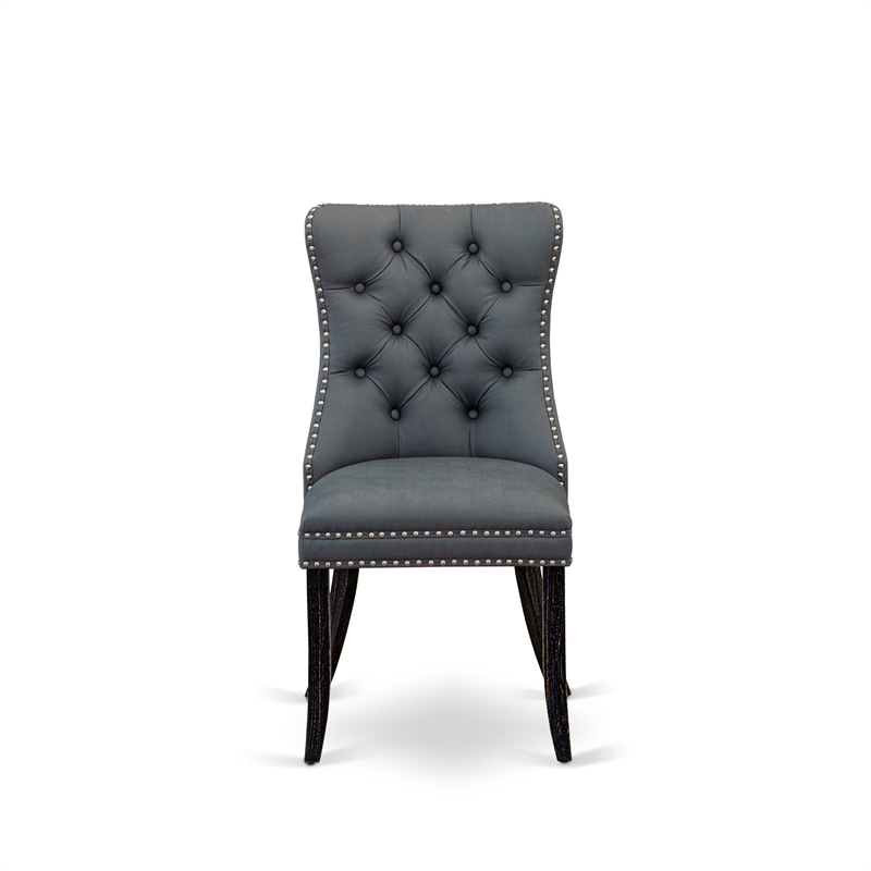 Pemberly Row Faux Leather Parson Dining Chair in Platinum Gray (Set of 2)