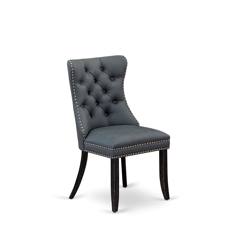 Pemberly Row Faux Leather Parson Dining Chair in Platinum Gray (Set of 2)