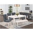 Pemberly Row 6-Piece Dining Set in Linen White with Platinum Gray Upholstery