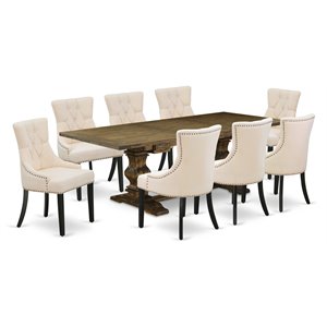 Pemberly Row 9-Piece Rubberwood Dining Set in Distressed Jacobean