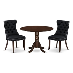 Pemberly Row 3-Piece Dining Table Set with Dropleaf Table in Mahogany Finish