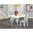 Pemberly Row 3-Piece Rubberwood Dining Set with Linen Upholstery in White