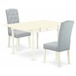 Pemberly Row 3-Piece Rubberwood Dining Set with Linen Upholstery in White