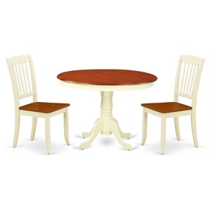 Pemberly Row 3-Piece Oval Wooden Dining Set in Buttermilk and Cherry