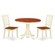 Pemberly Row 3-Piece Oval Wooden Dining Set in Buttermilk and Cherry