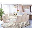 Pemberly Row 9-Piece Wood Dinette Set Rubber Wood in Linen White