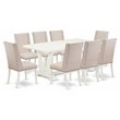 Pemberly Row 9-Piece Wood Dinette Set Rubber Wood in Linen White