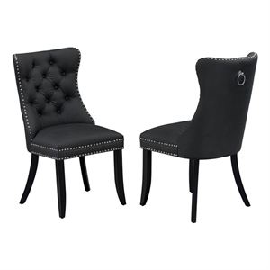 Pemberly Row Faux Leather Parson Dining Chair in Dark Gray (Set of 2)