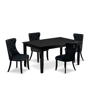 Pemberly Row 5-Piece Dining Table Set with Rectangular Table in Black