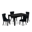 Pemberly Row 5-Piece Dining Table Set with Rectangular Table in Black