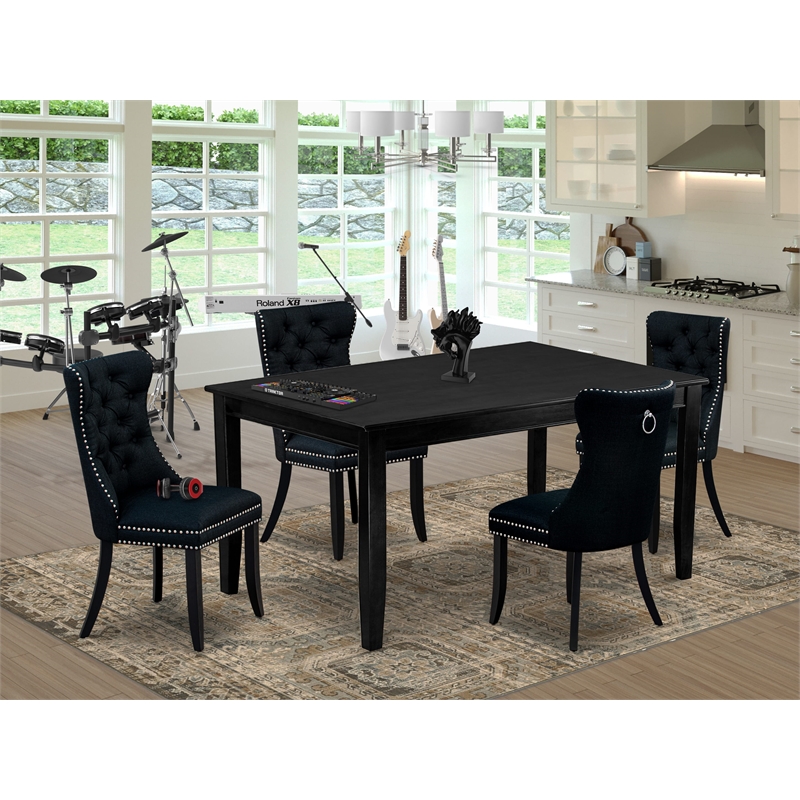 Pemberly Row 5-Piece Dining Table Set with Rectangular Table in Black