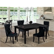 Pemberly Row 5-Piece Dining Table Set with Rectangular Table in Black