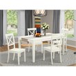 Pemberly Row Capri 5-Piece Wood Dining Set with Wood Seat in Linen White