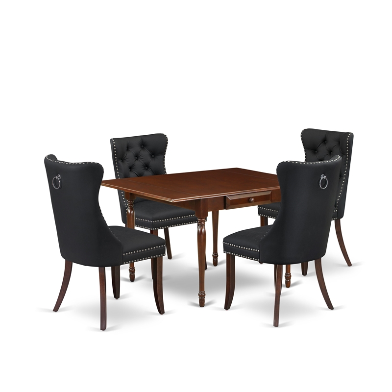 Pemberly Row 5-Piece Rubberwood Dining Set in Mahogany and Dark Gray
