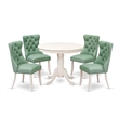 Pemberly Row 5-Piece Dining Set in Linen White/Willow Green Upholstery